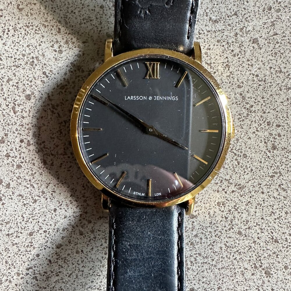 Larsson & Jennings Lugano Women's Watch - Black leather strap, 40mm